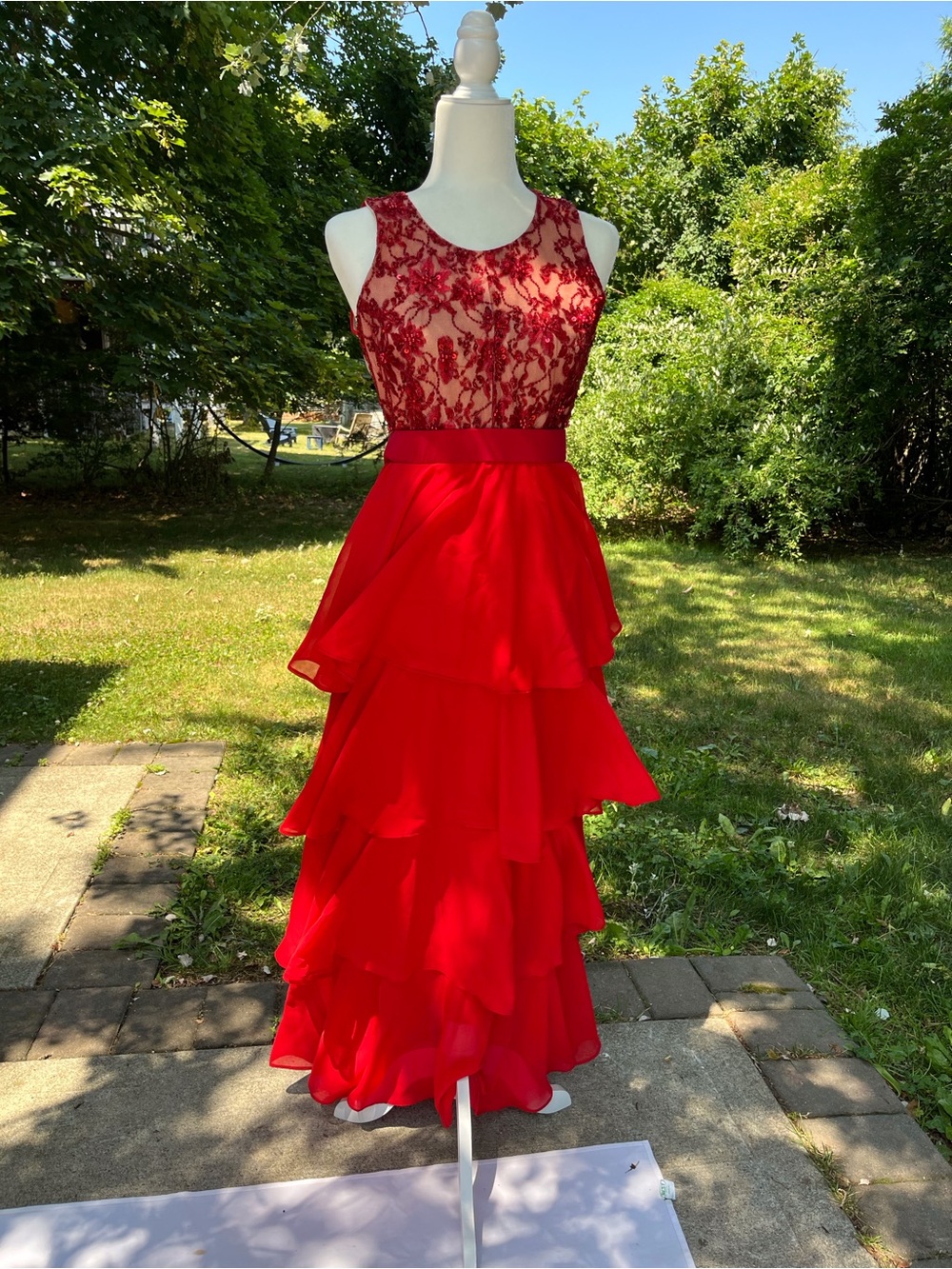 Natalia Antolin Red Evening Dress Embroidered